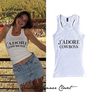 kendall jenner j’ adore cowboys white tank top skims